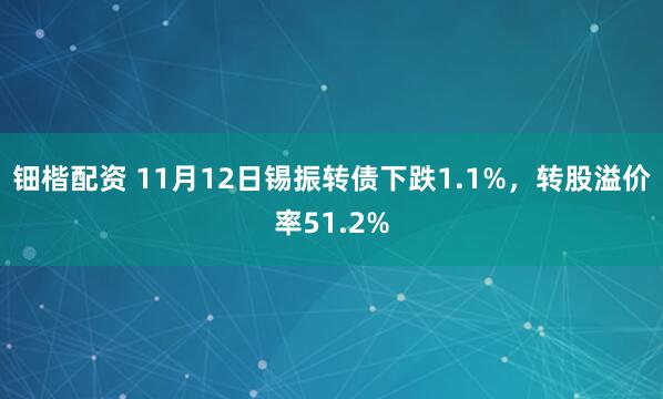 钿楷配资 11月12日锡振转债下跌1.1%,转股溢价率51.2%