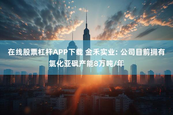 在线股票杠杆APP下载 金禾实业: 公司目前拥有氯化亚砜产能8万吨/年